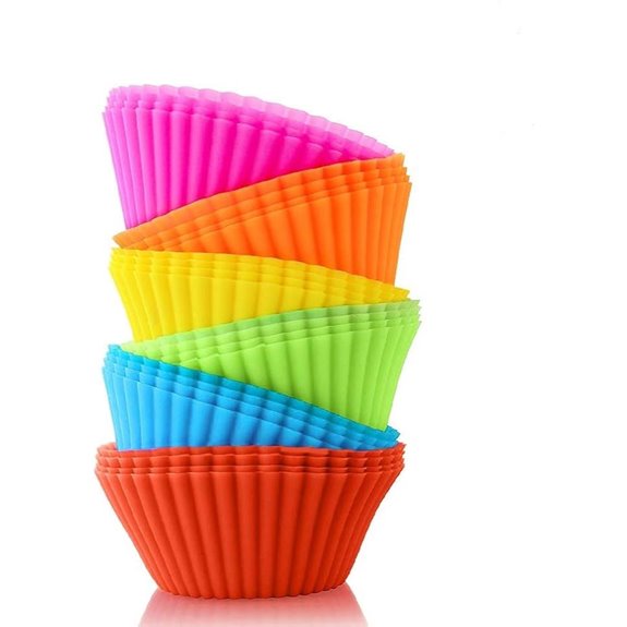 24pcs Reusable Silicone Baking Cups in Rainbow Colors