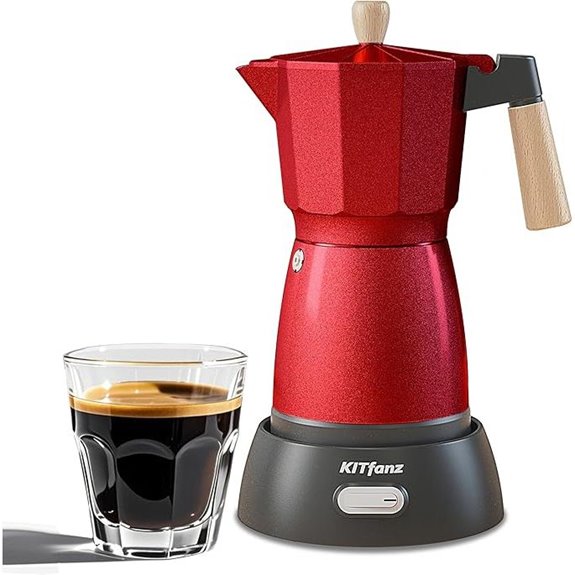 Electric Moka Pot Coffee Maker 3/6 Cups Red