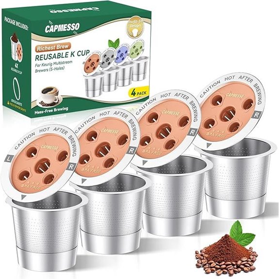 CAPMESSO Reusable Stainless Steel K Cups (4 Pack)
