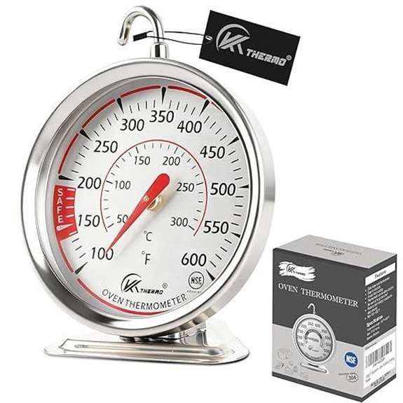 Oven Thermometer with Rotating Hook and Stand