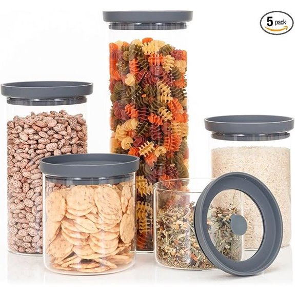 Glass Food Storage Containers with Silicone Lids (Set of 5)