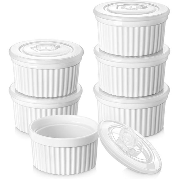 Vancasso 8 oz Porcelain Ramekins with Lids (6)