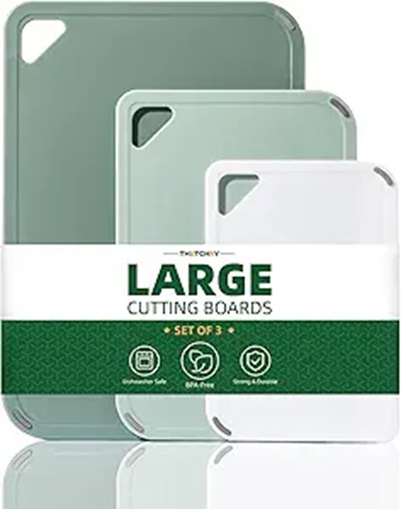 Plastic Cutting Board Set of 3 with Handles