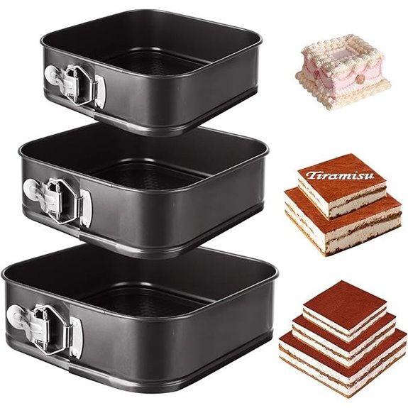 3-Pack Square Springform Pans for Baking