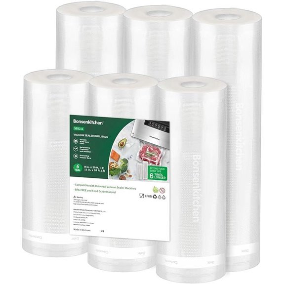 Bonsenkitchen Vacuum Sealer Rolls 6 Pack (Custom Sizes)