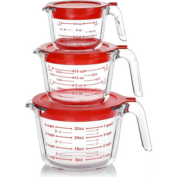 MCIRCO 6-Piece Glass Measuring Cups with Lids Set