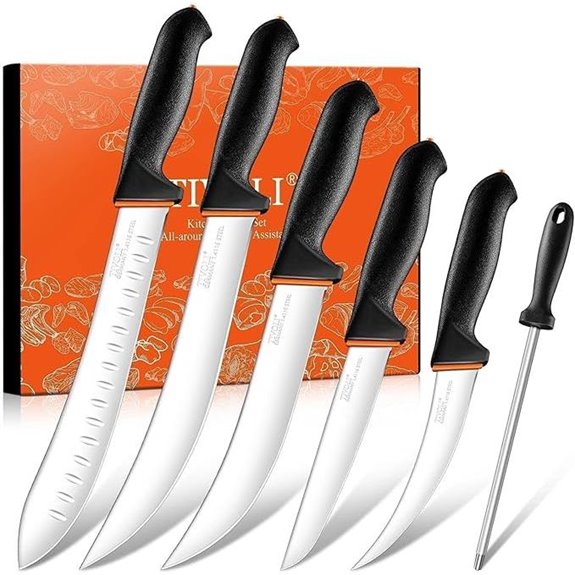 TIVOLI 6-Piece Butcher Knife Set with Sharpener