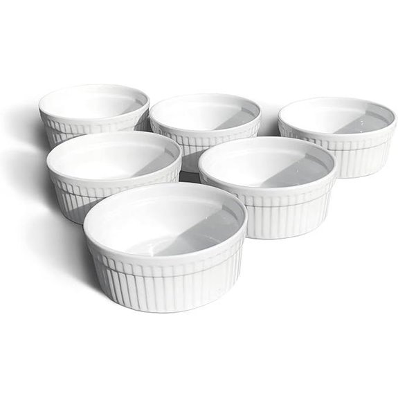 Set of 6 White Ceramic Ramekins for Baking