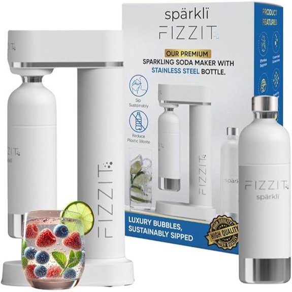 Fizzit Sparkling Water Maker with Stainless Steel Bottle
