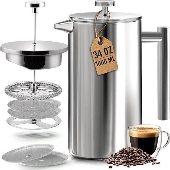 Utopia Stainless Steel French Press Coffee Maker