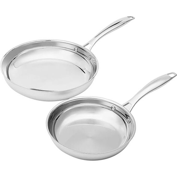 Amazon Basics 2-Piece Stainless Steel Frying Pan Set