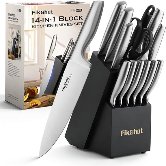 FIKSHOT Stainless Steel Knife Set with Block