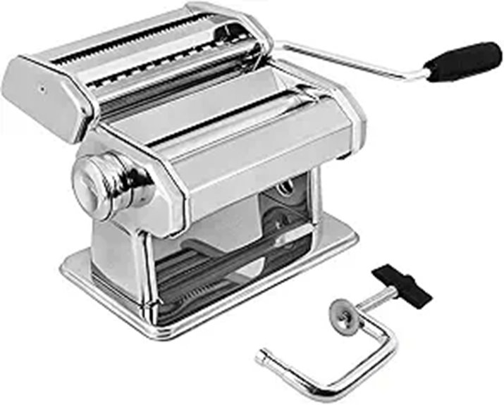 GOURMEX Stainless Steel Pasta Maker with Adjustable Settings