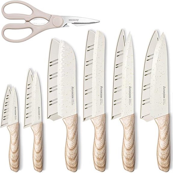 Astercook 13-Piece Ceramic Coated Kitchen Knife Set