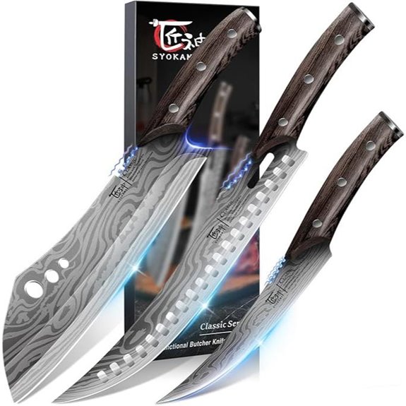 Butcher Knife Set (3 pcs) for Meat and BBQ