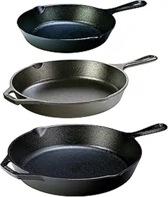 Lodge Cast Iron Skillet Bundle (3-Piece 10.25 & 12 Inches)