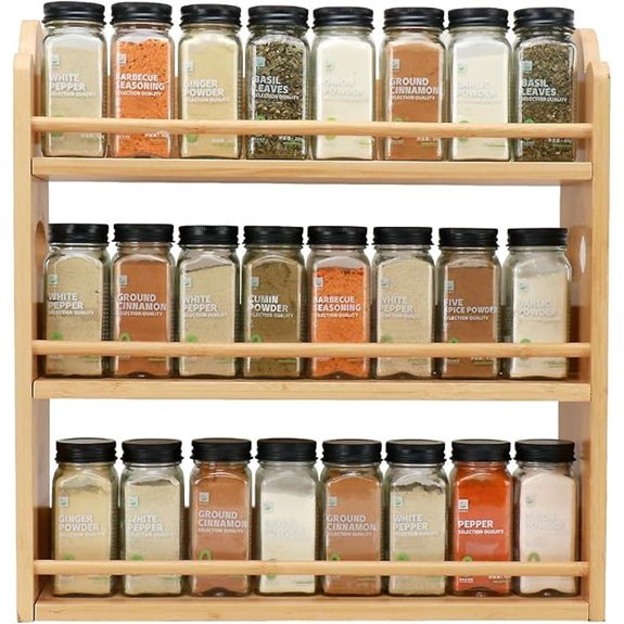 3-Tier Bamboo Spice Rack Organizer with Handles