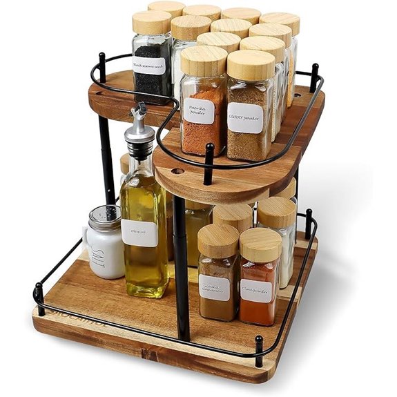 Acacia 2-Tier Rotating Spice Rack Organizer