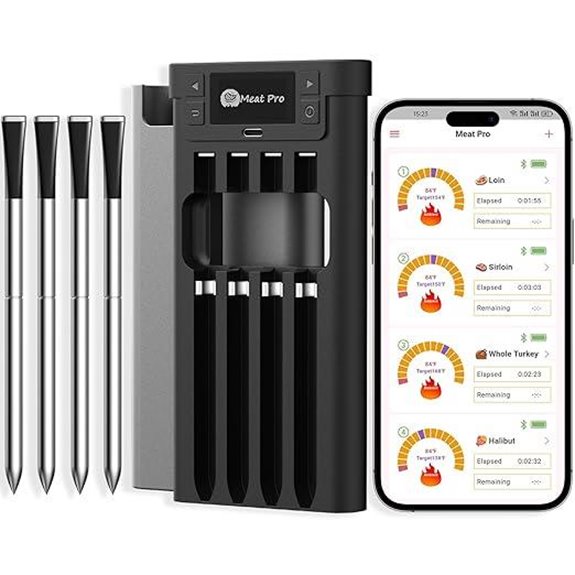 Wireless Digital Meat Thermometer with 4 Probes