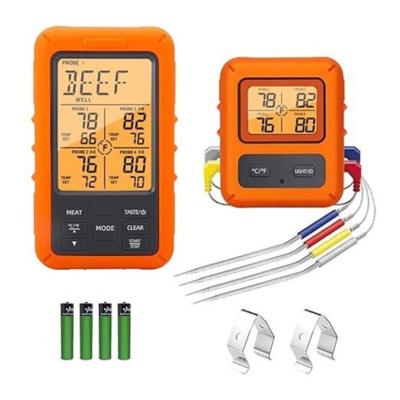Wireless Meat Thermometer with Probes & Remote Alarm