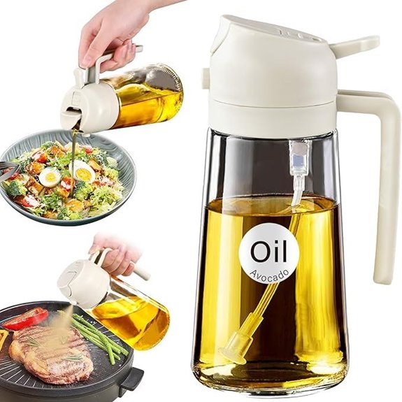 YARRAMATE 16oz Glass Olive Oil Sprayer with Stickers