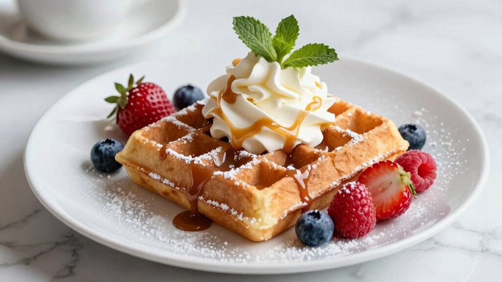 elegant waffle dessert presentation