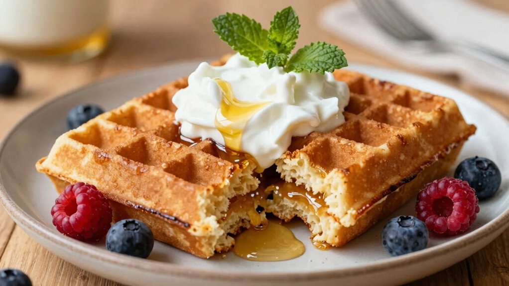 light fluffy greek yogurt waffles