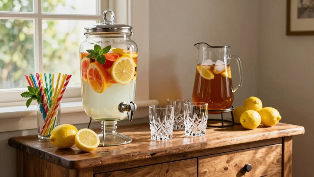 organized diverse beverage setup