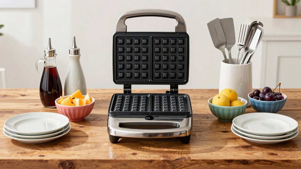 organized waffle topping station