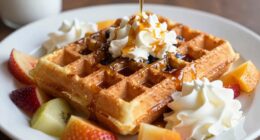 overloading waffles with toppings