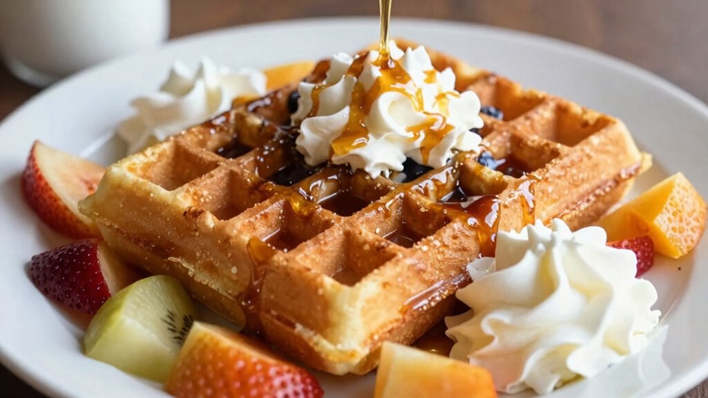 overloading waffles with toppings