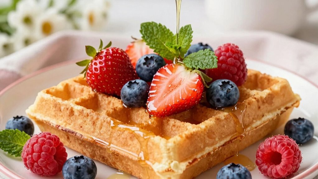 spring inspired floral waffle presentation
