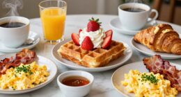waffles and assorted sides