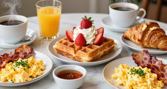 waffles and assorted sides