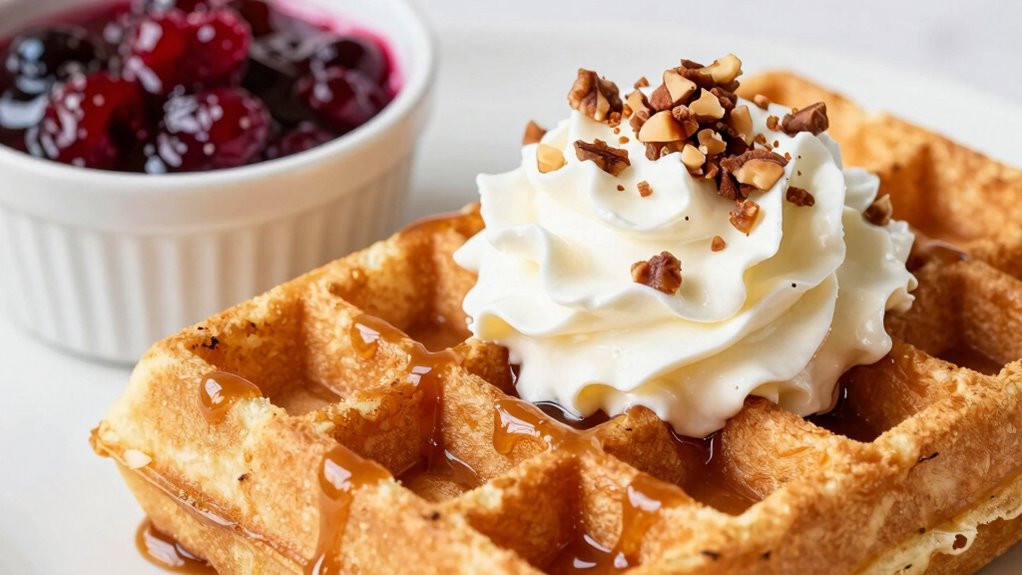warm fruit compotes enhance waffles