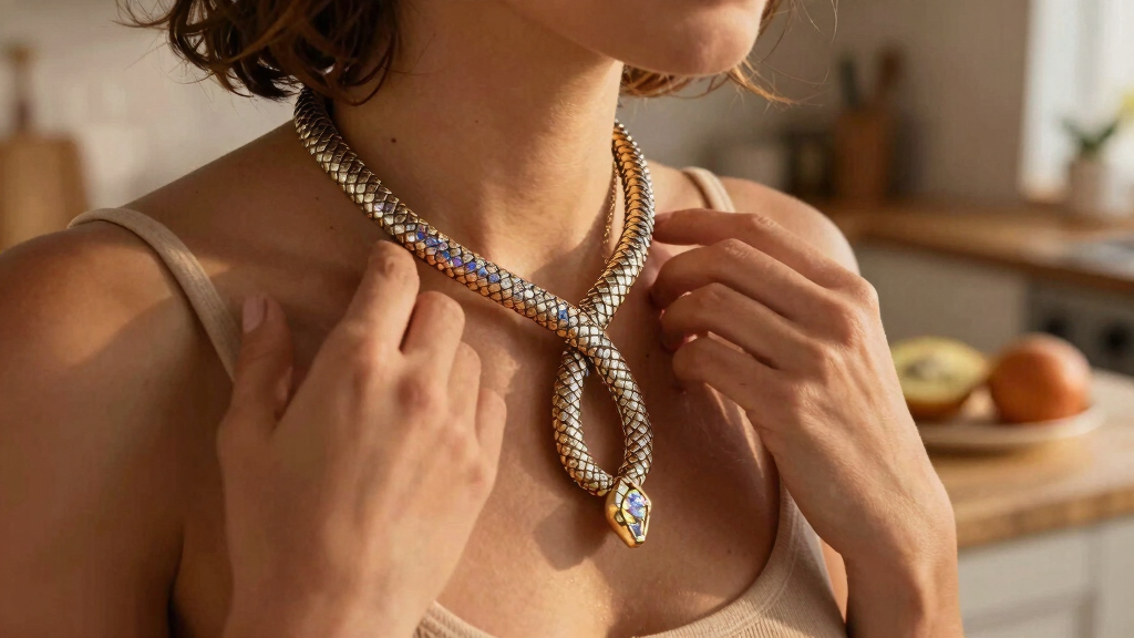 A Snakelike Necklace With Bejeweled Scales