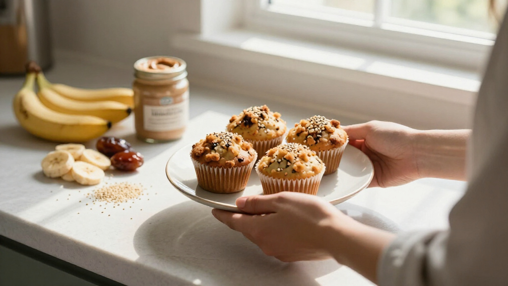 Jimi Famurewa’s banana, medjool date, tahini and sesame crumble muffins – recipe